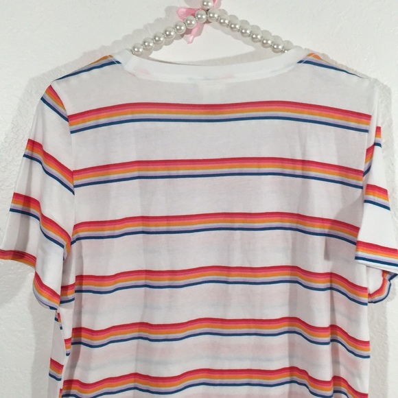 Pink Victoria’s Secret Crew Tee White Rainbow New - Picture 7 of 9